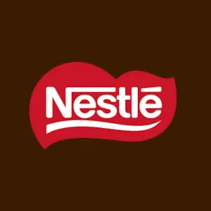 logo da marca chocolates classic como Nestle em branco em forma orgânica vermelha, em fundo branco